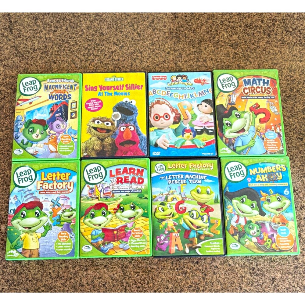 Lot 8 Toddler Learning DVDs LeapFrog Letter Factory Sesame Street Fisher Price